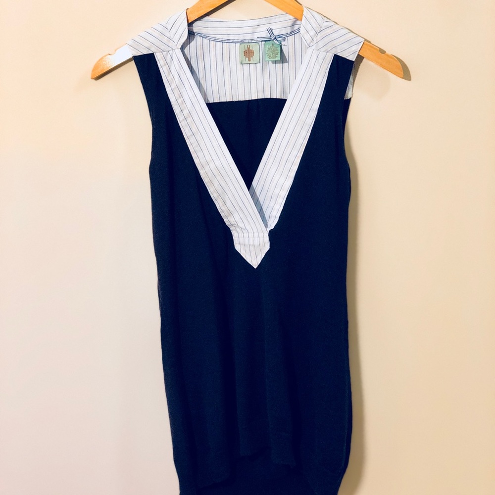 Anthropologie navy sweater.